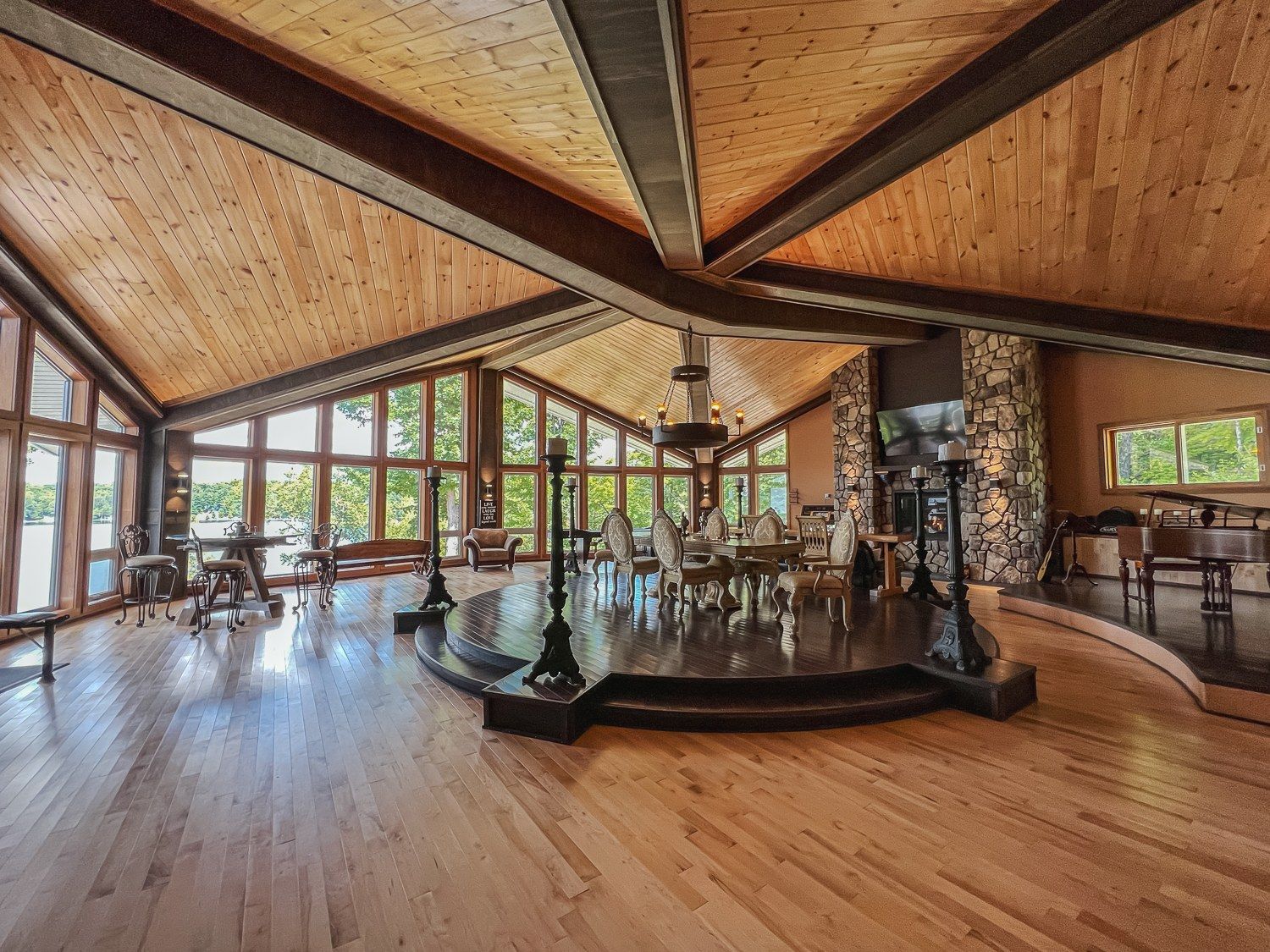 Edwin Hall with cathedral ceiling and lake views